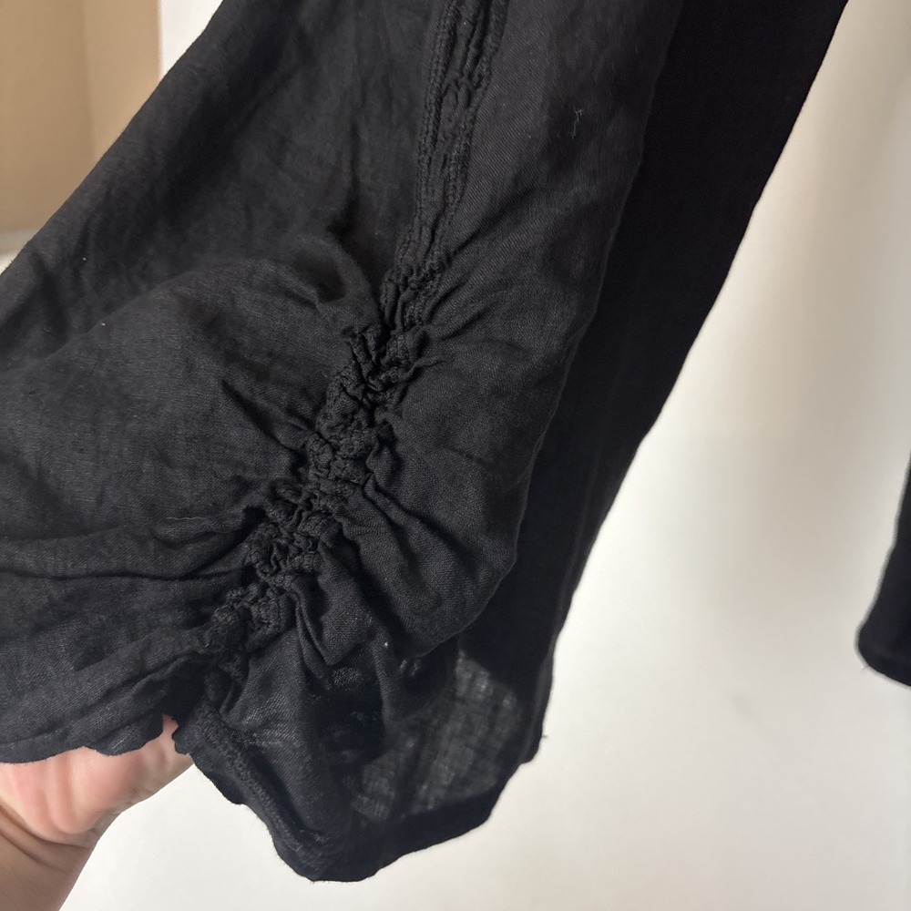 Cut Loose Womens Pants XL Black Elastic Waist 100% Linen Lagenlook Minimalist - Picture 2 of 8